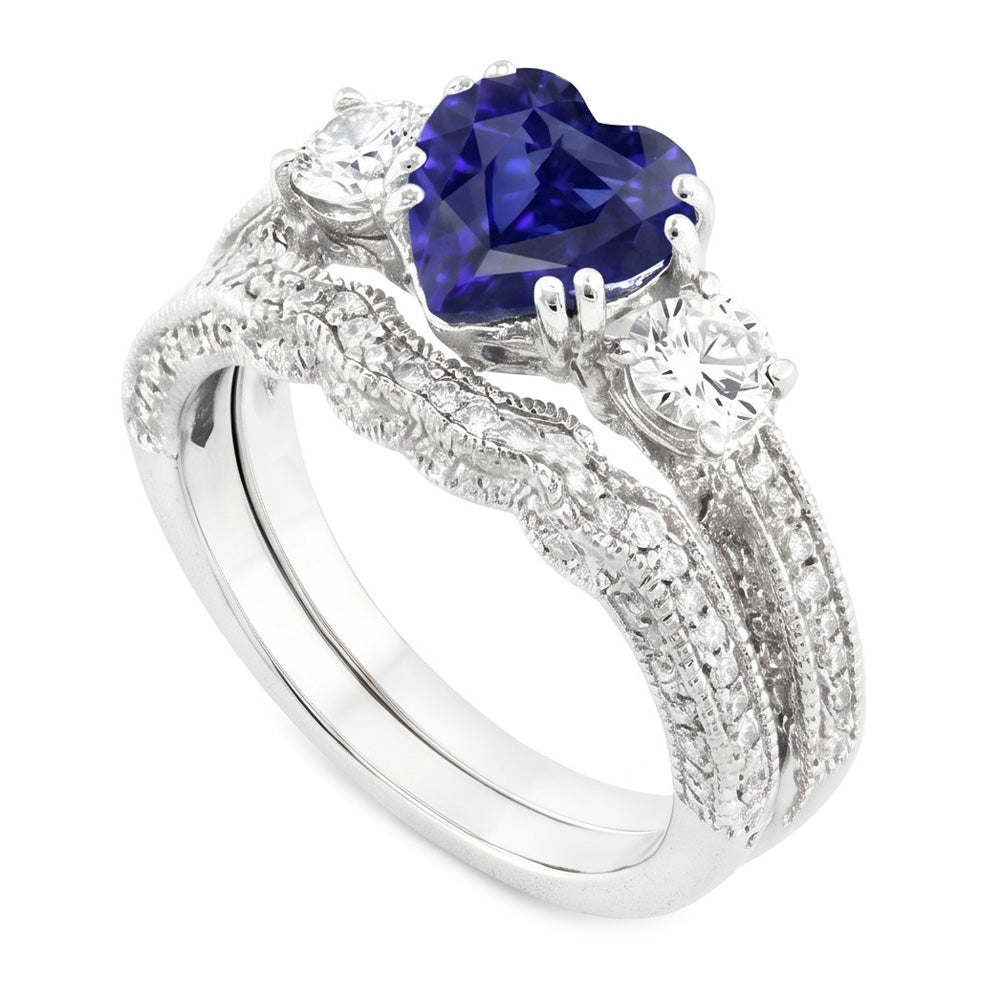 Natural Sapphire Ring 3.50ct - White Gold 14K