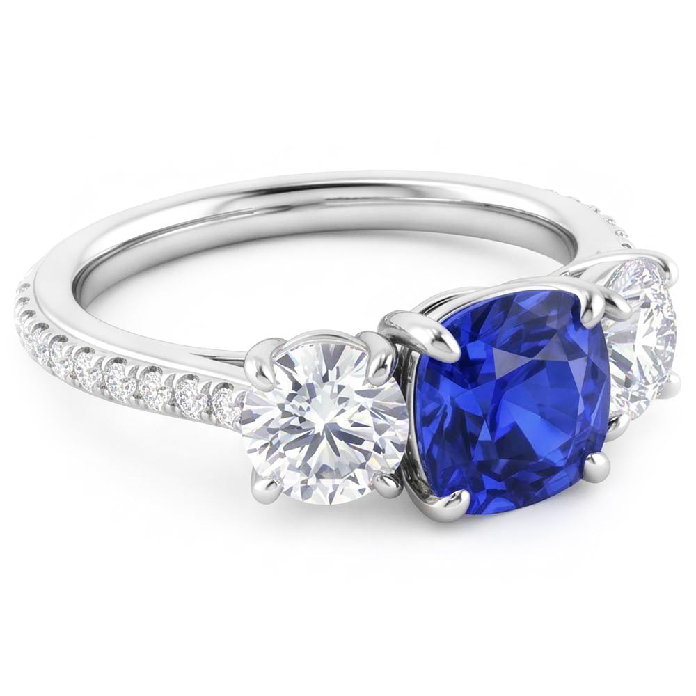 Natural Sapphire Ring 3.50ct - White Gold 14K