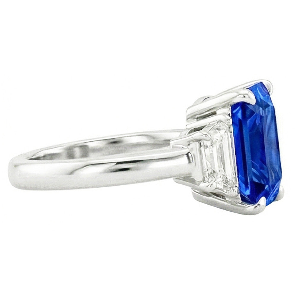 Natural Sapphire Ring 3.50ct - White Gold 14K