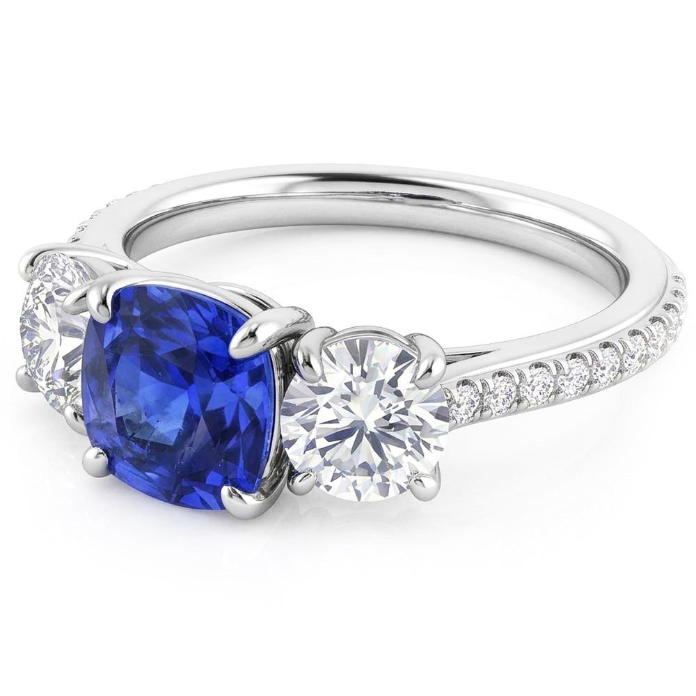 Natural Sapphire Ring 3.50ct - White Gold 14K