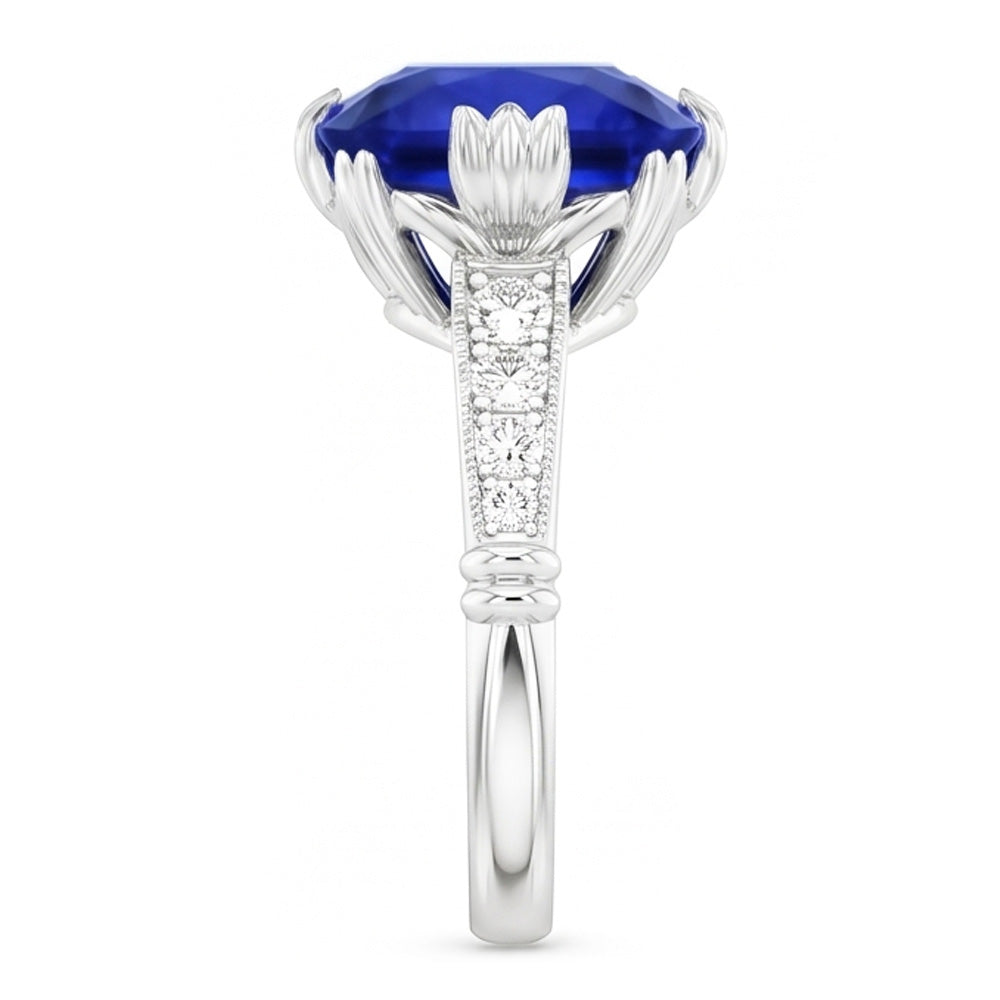 Natural Sapphire Ring 3.50ct - White Gold 14K