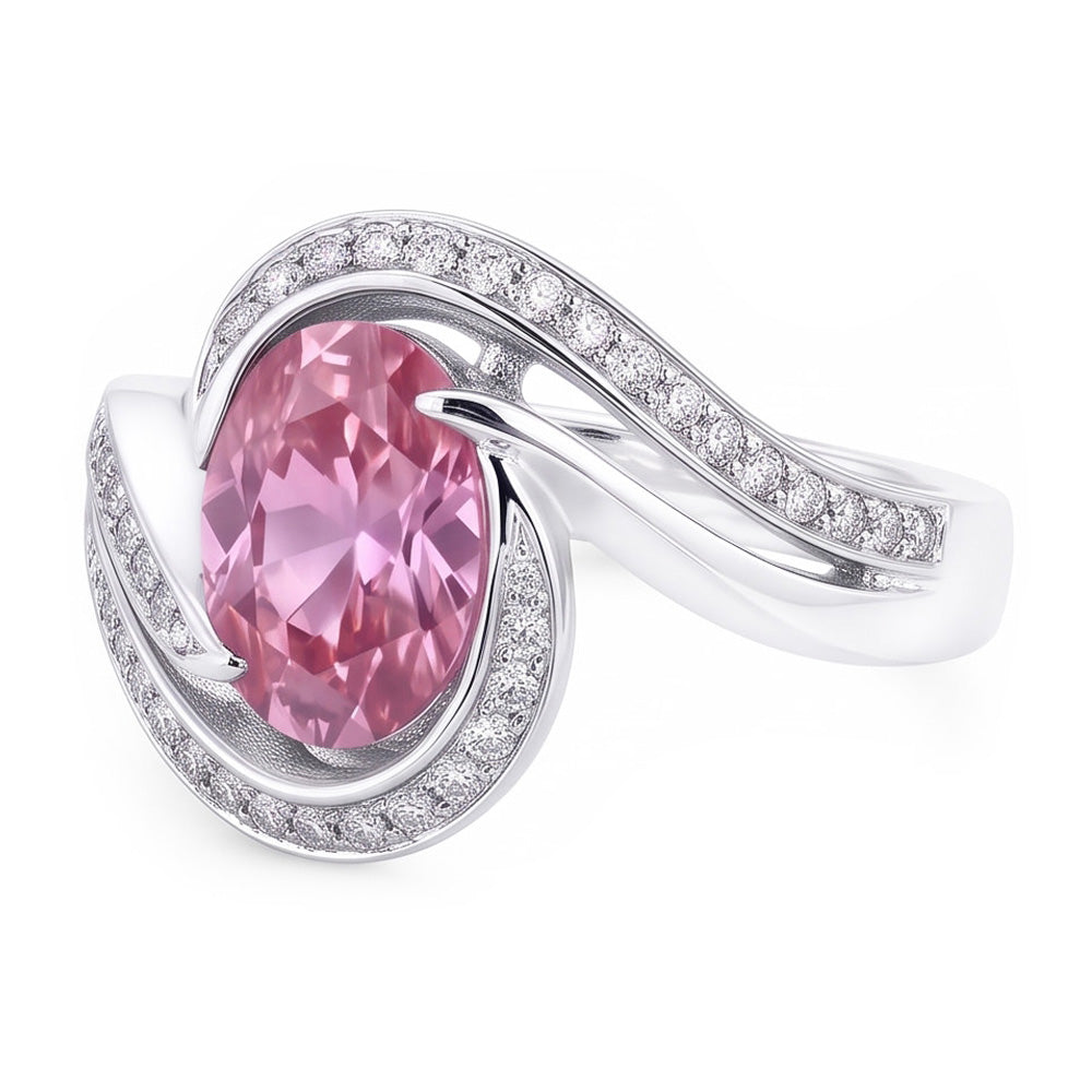 Natural Sapphire Ring 3.50ct - White Gold 14K