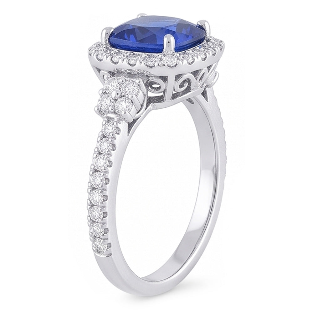 Natural Sapphire Ring 3.50ct - White Gold 14K