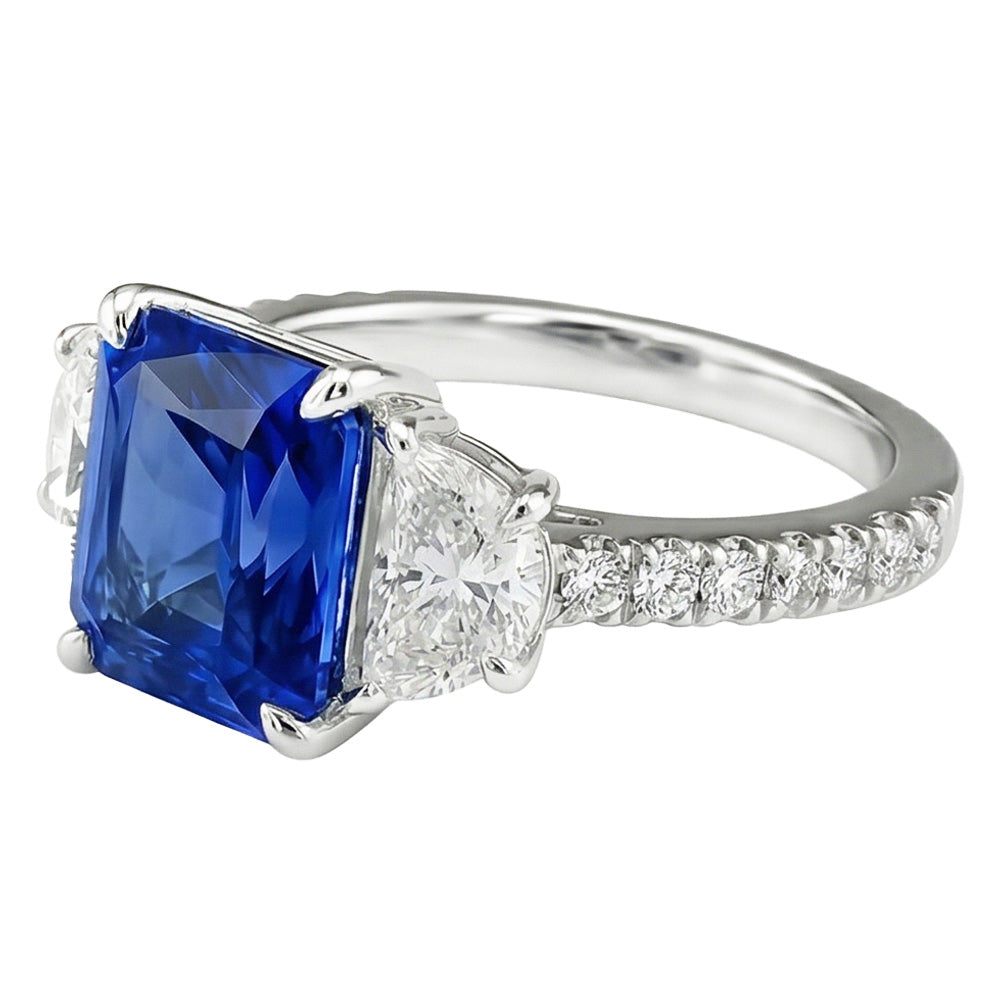 Natural Sapphire Ring 3.50ct - White Gold 14K