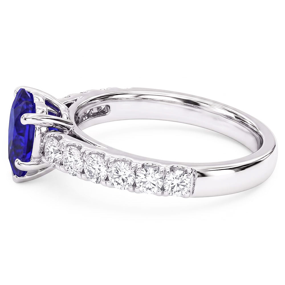Natural Sapphire Ring 3.50ct - White Gold 14K