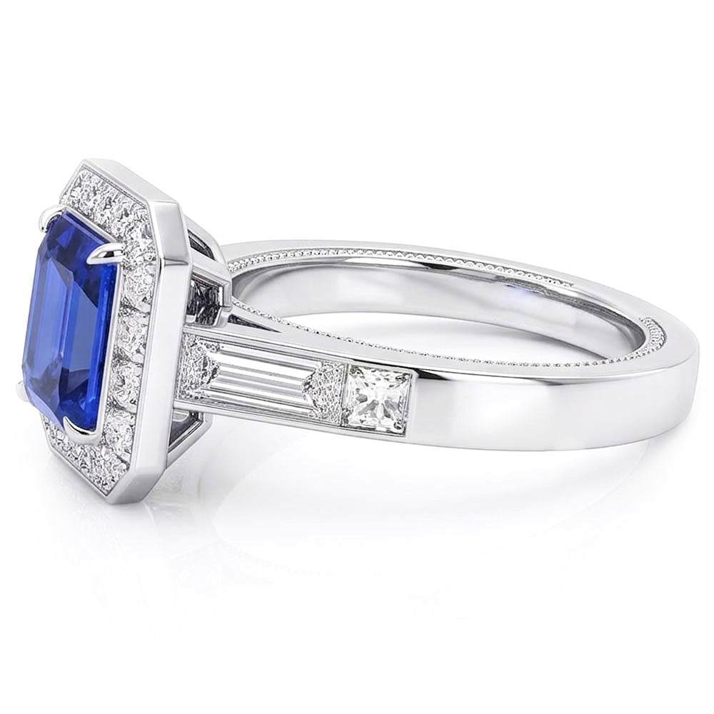 Natural Sapphire Ring 3.50ct - White Gold 14K