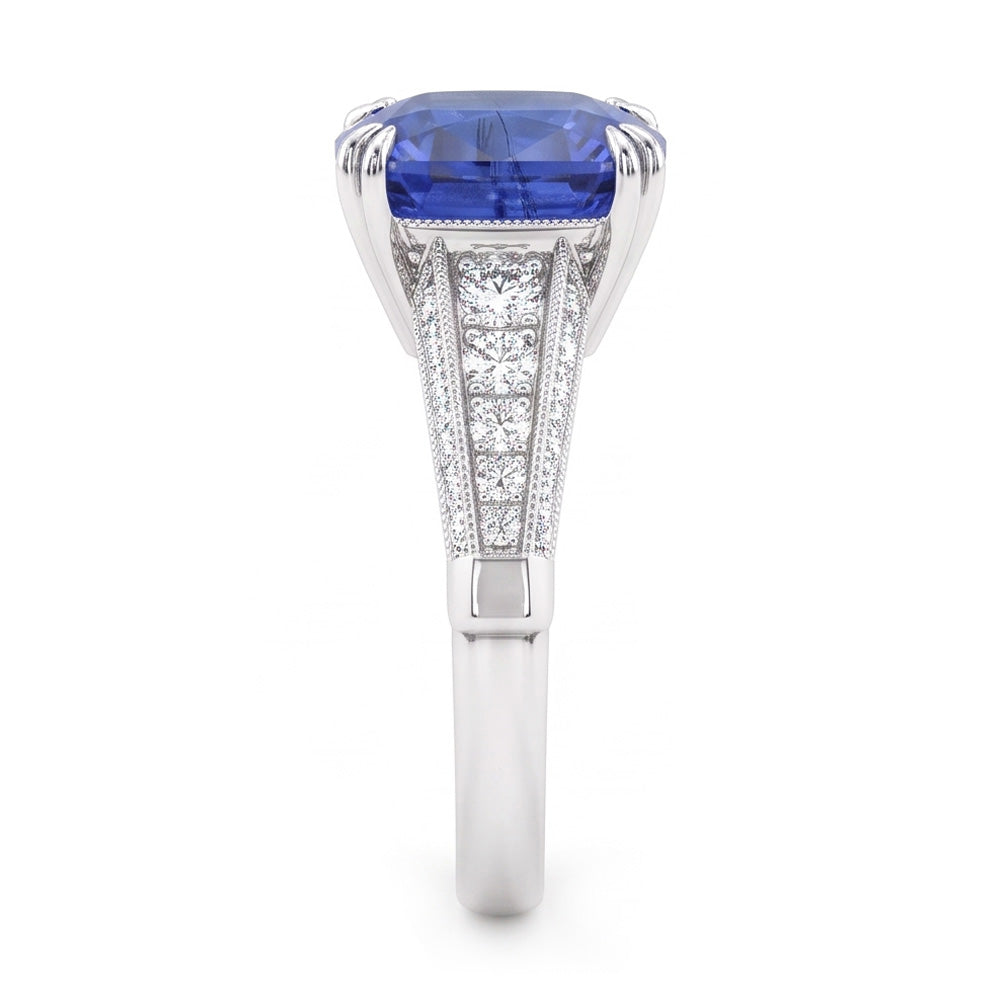 Natural Sapphire Ring 3.50ct - White Gold 14K