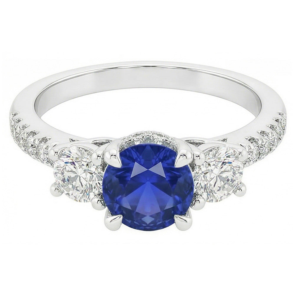 Natural Sapphire Ring 3.50ct - White Gold 14K