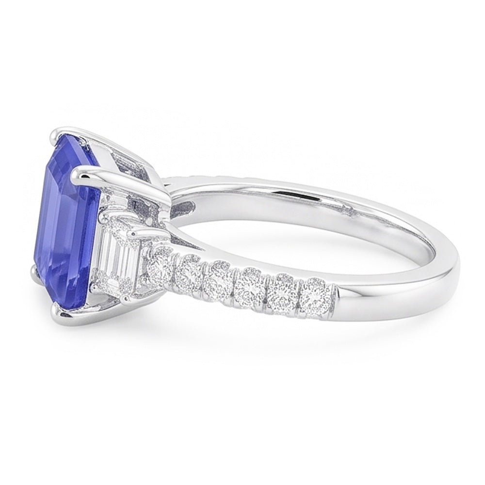 Natural Sapphire Ring 3.50ct - White Gold 14K