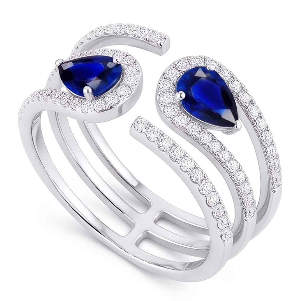 Natural Sapphire Ring 3.50ct - White Gold 14K