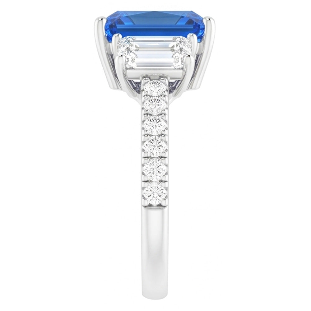 Natural Sapphire Ring 3.50ct - White Gold 14K