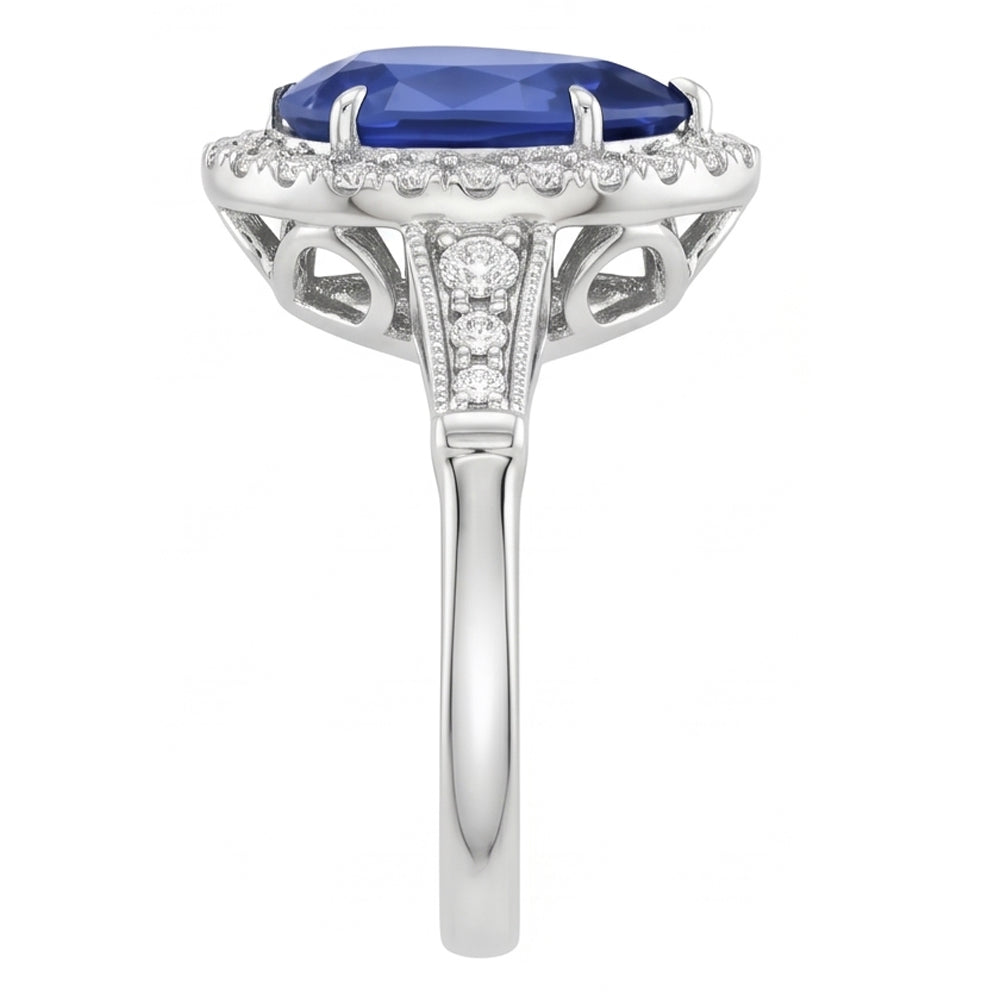Natural Sapphire Ring 3.50ct - White Gold 14K