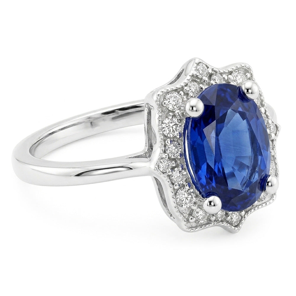 Natural Sapphire Ring 3.50ct - White Gold 14K
