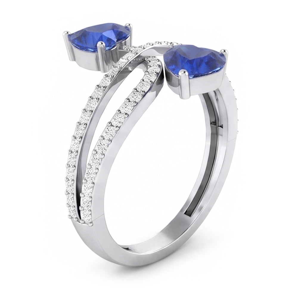 Natural Sapphire Ring 3.50ct - White Gold 14K