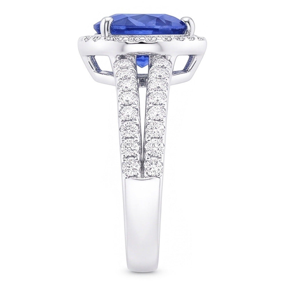 Natural Sapphire Ring 3.50ct - White Gold 14K
