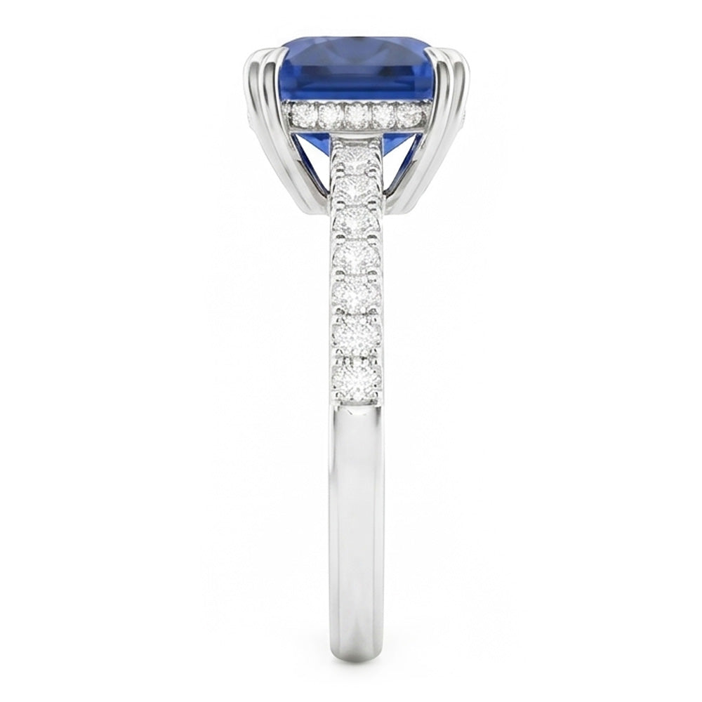 Natural Sapphire Ring 3.50ct - White Gold 14K