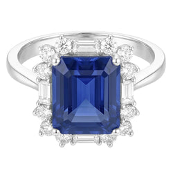 Natural Sapphire Ring 3.50ct - White Gold 14K
