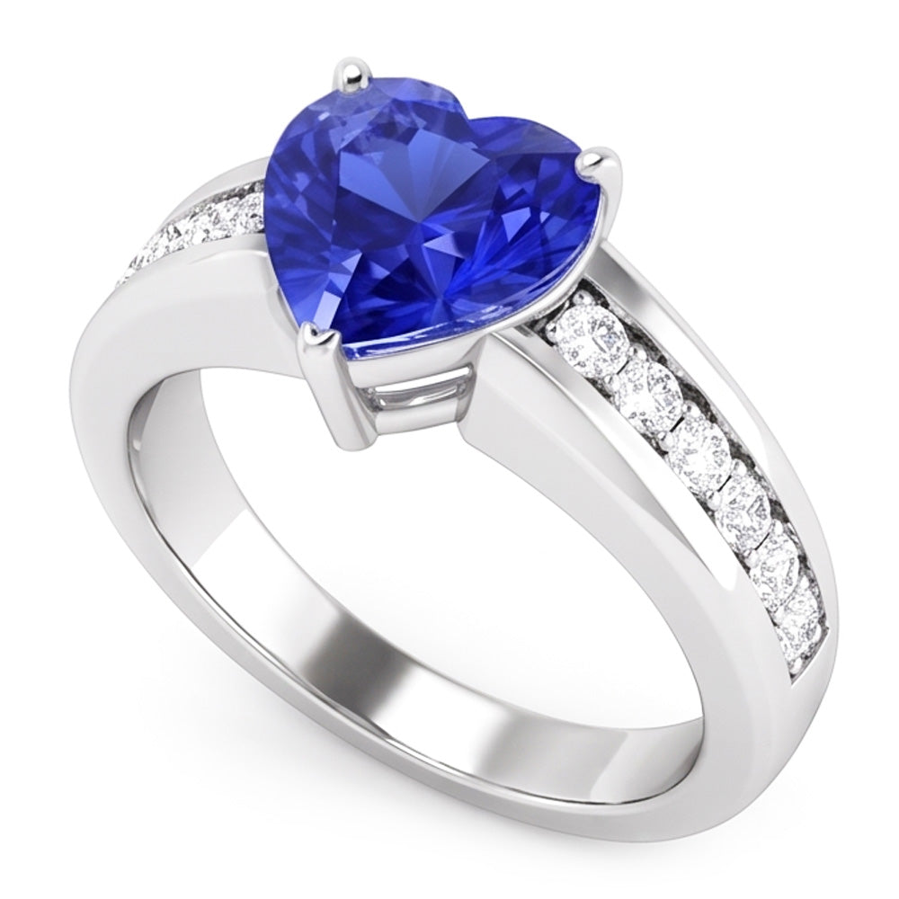 Natural Sapphire Ring 3.50ct - White Gold 14K