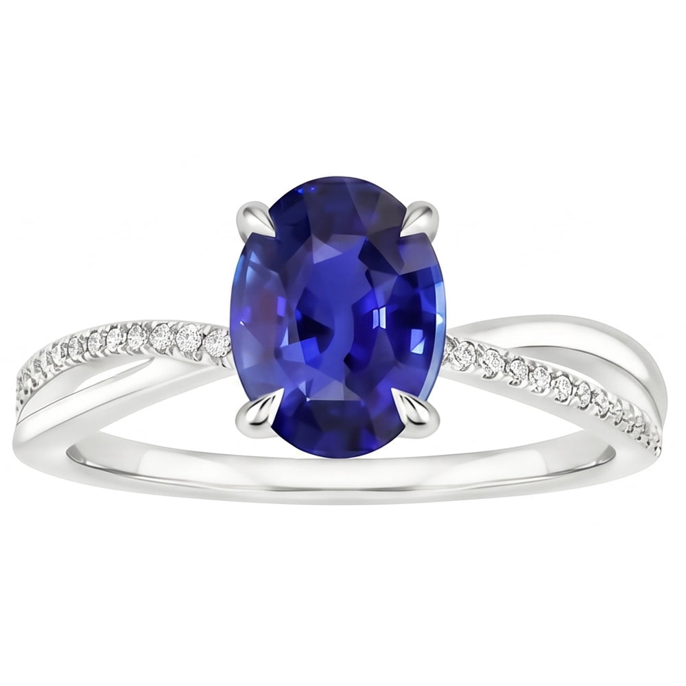 Natural Sapphire Ring 3.50ct - White Gold 14K
