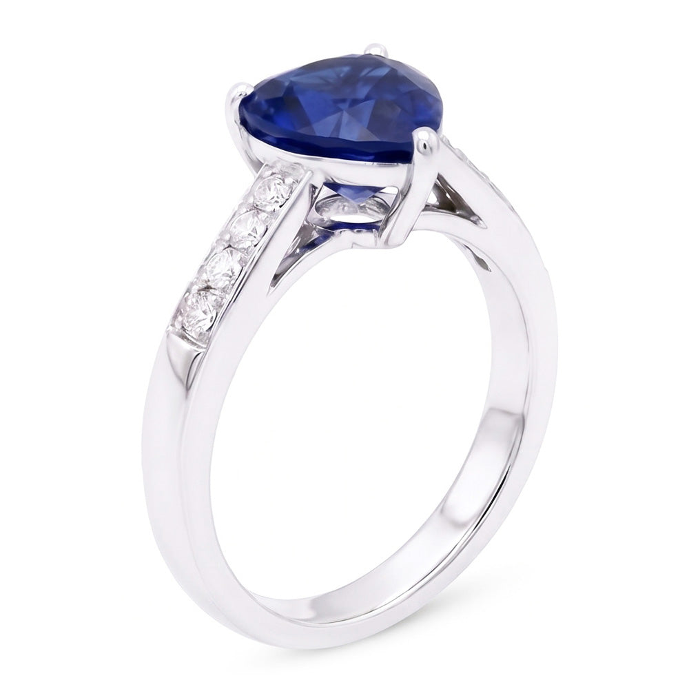 Natural Sapphire Ring 3.50ct - White Gold 14K