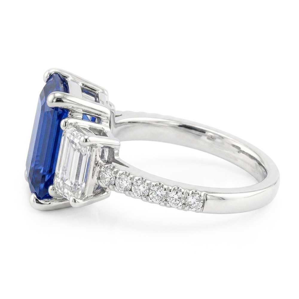 Natural Sapphire Ring 3.50ct - White Gold 14K