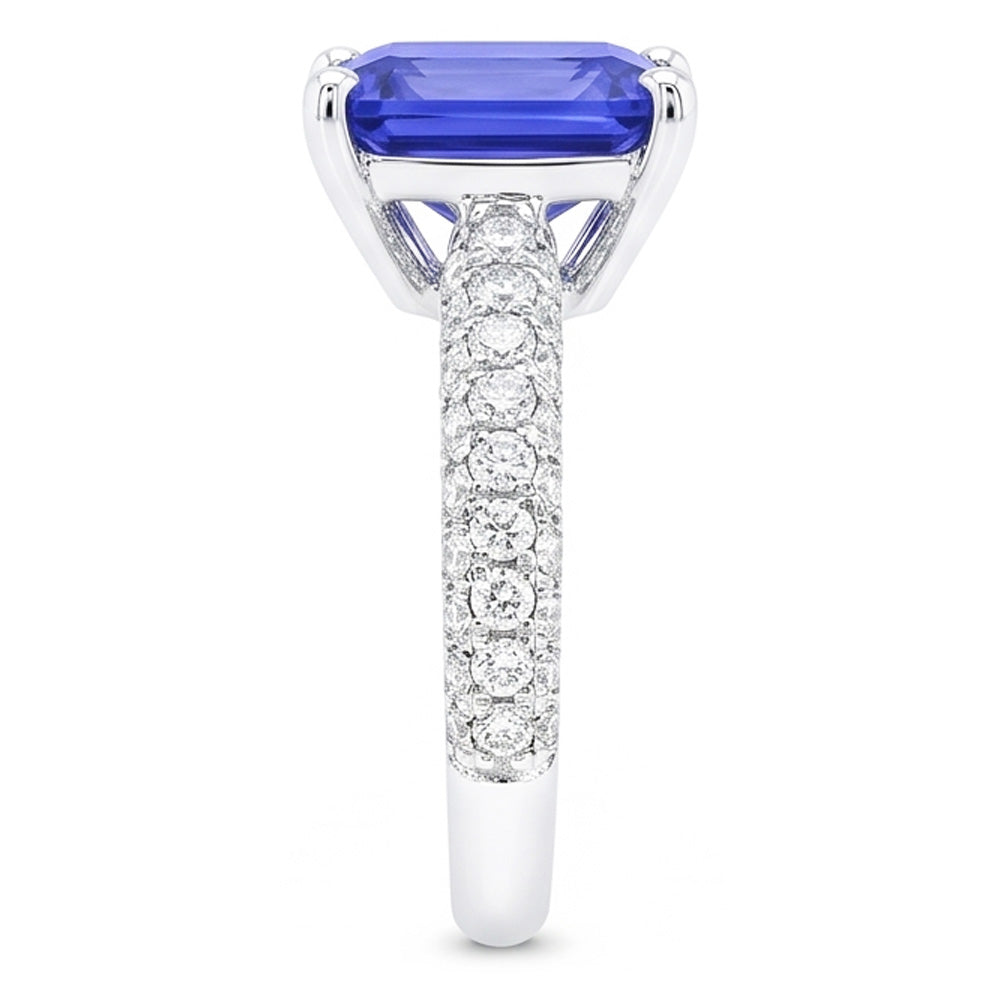 Natural Sapphire Ring 3.50ct - White Gold 14K