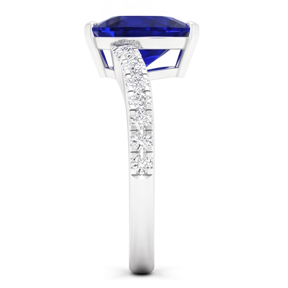 Natural Sapphire Ring 3.50ct - White Gold 14K