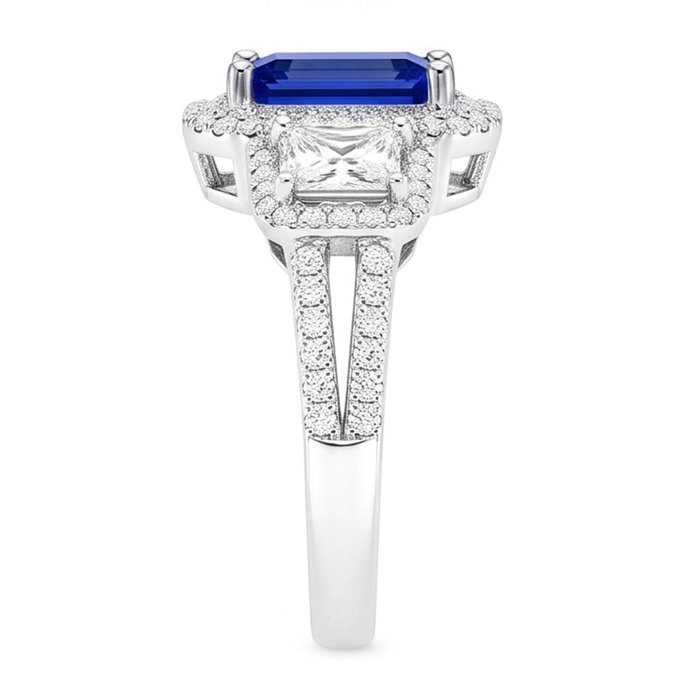 Natural Sapphire Ring 3.50ct - White Gold 14K