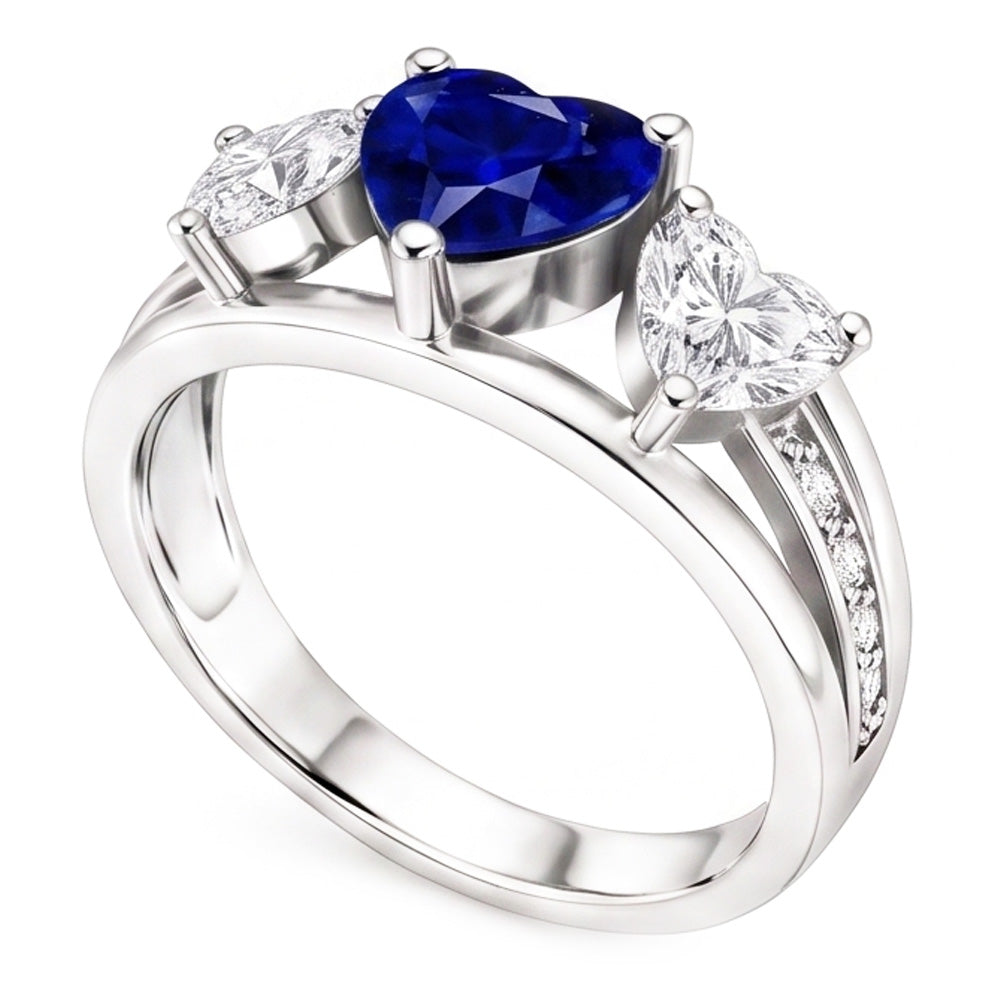 Natural Sapphire Ring 3.50ct - White Gold 14K