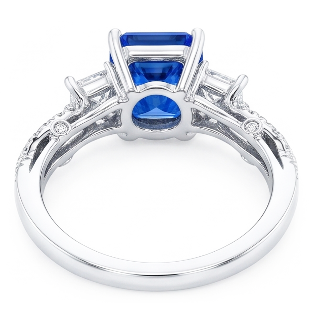 Natural Sapphire Ring 3.50ct - White Gold 14K