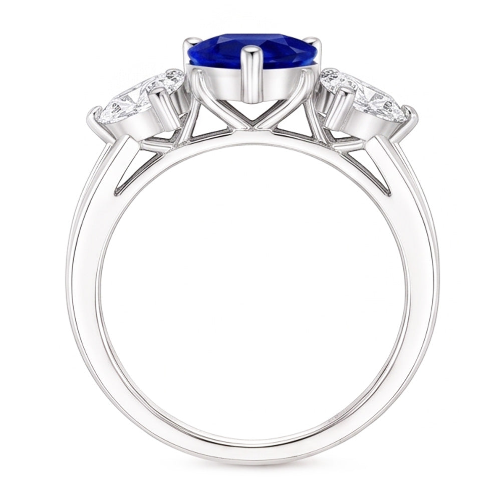 Natural Sapphire Ring 3.50ct - White Gold 14K