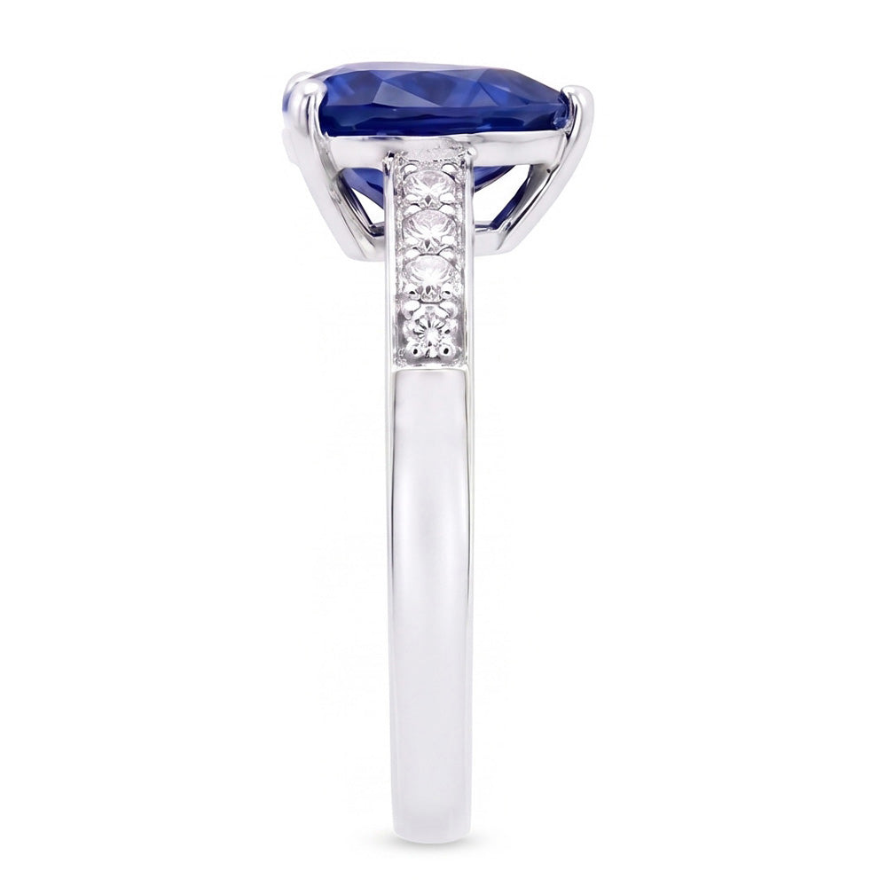 Natural Sapphire Ring 3.50ct - White Gold 14K