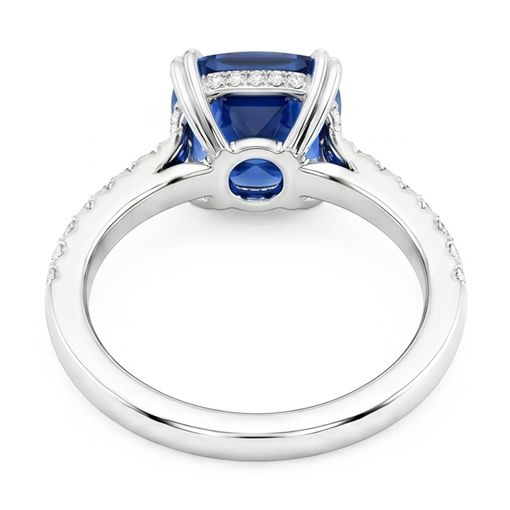 Natural Sapphire Ring 3.50ct - White Gold 14K