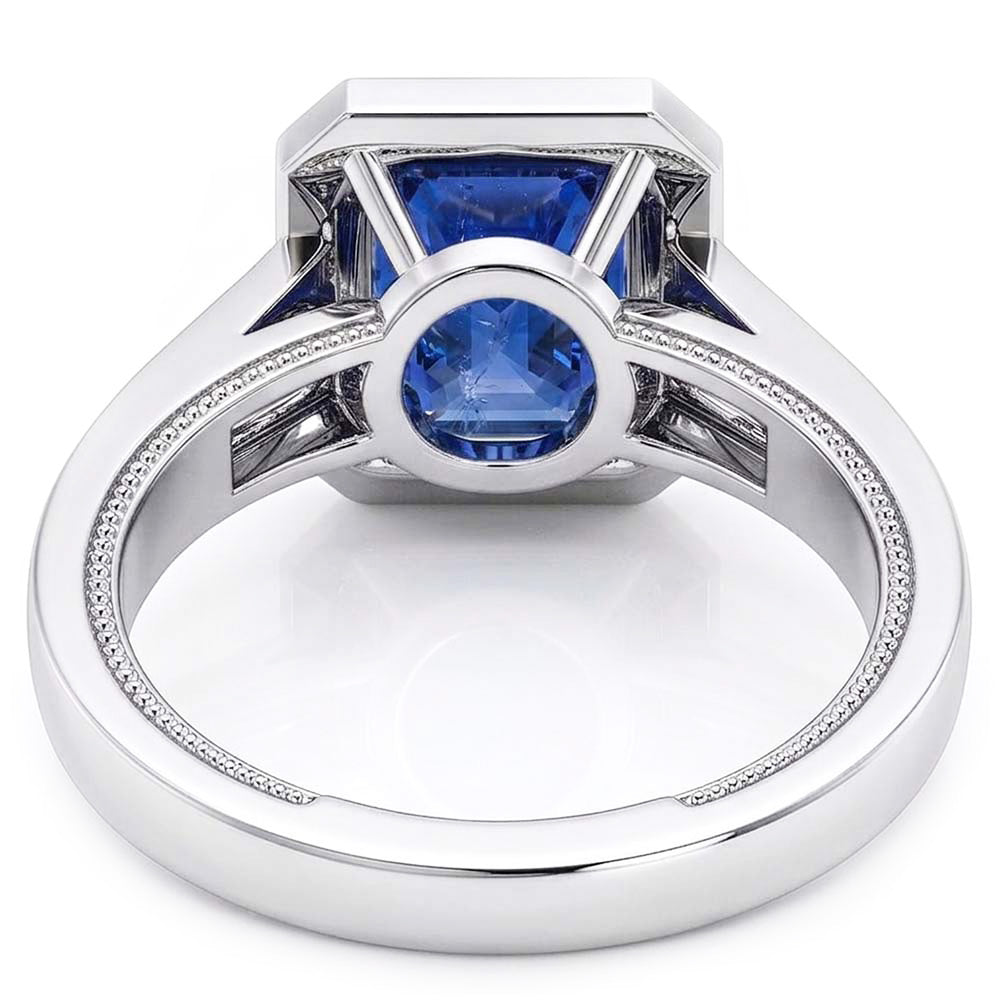Natural Sapphire Ring 3.50ct - White Gold 14K