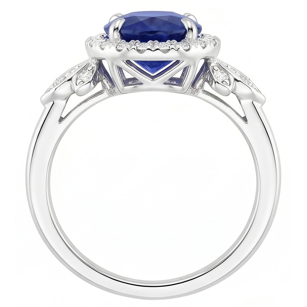 Natural Sapphire Ring 3.50ct - White Gold 14K
