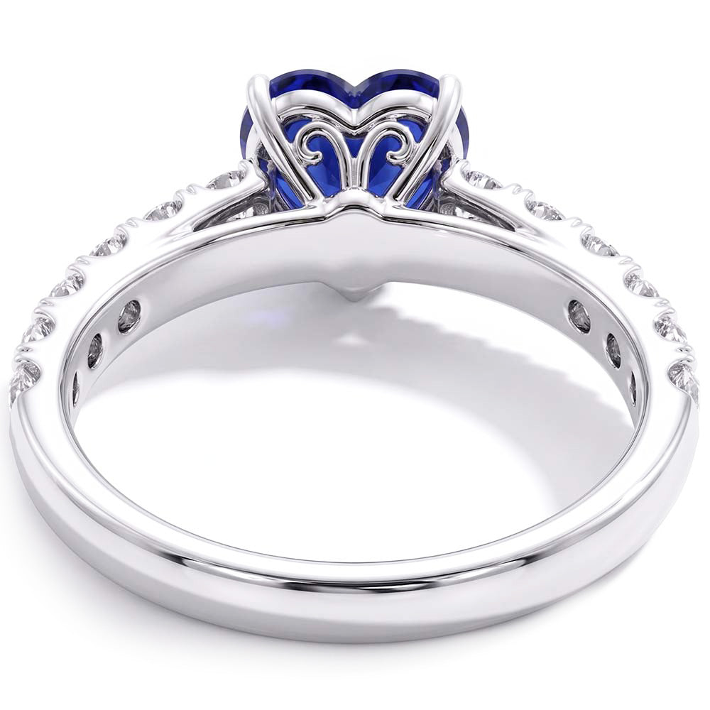 Natural Sapphire Ring 3.50ct - White Gold 14K
