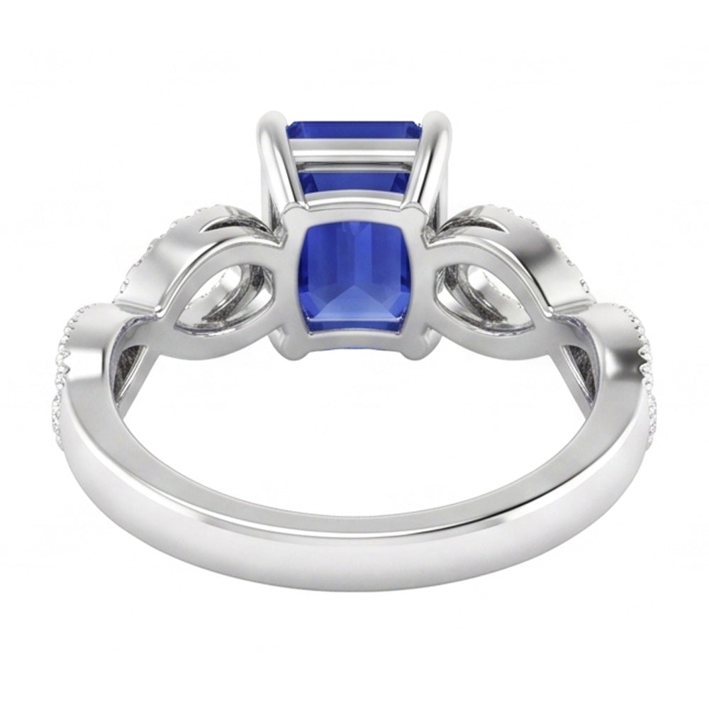 Natural Sapphire Ring 3.50ct - White Gold 14K