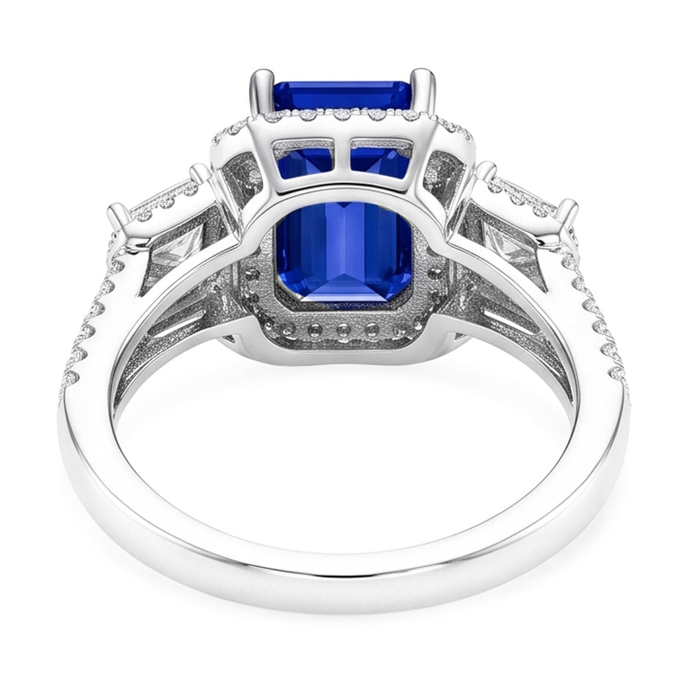 Natural Sapphire Ring 3.50ct - White Gold 14K