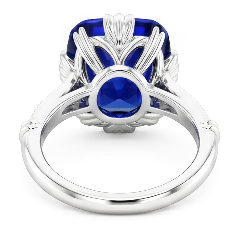 Natural Sapphire Ring 3.50ct - White Gold 14K