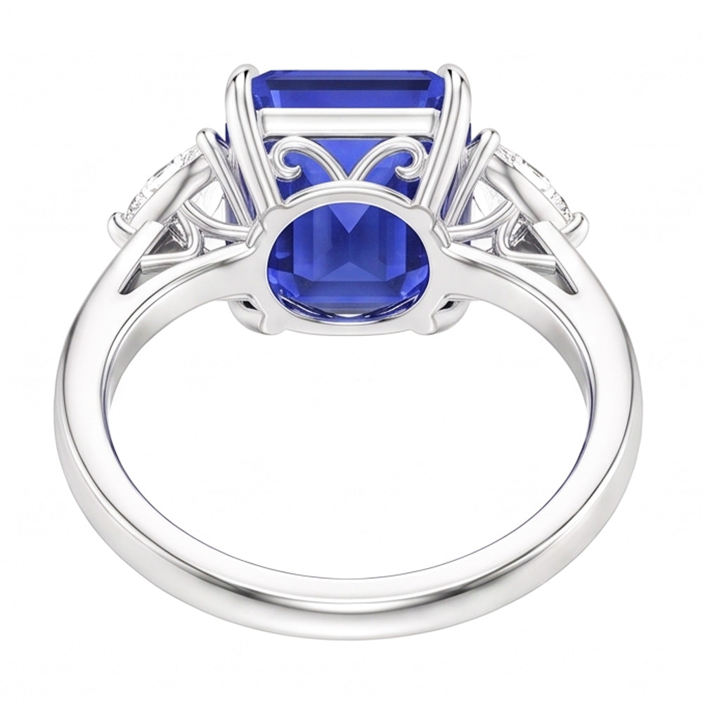 Natural Sapphire Ring 3.50ct - White Gold 14K