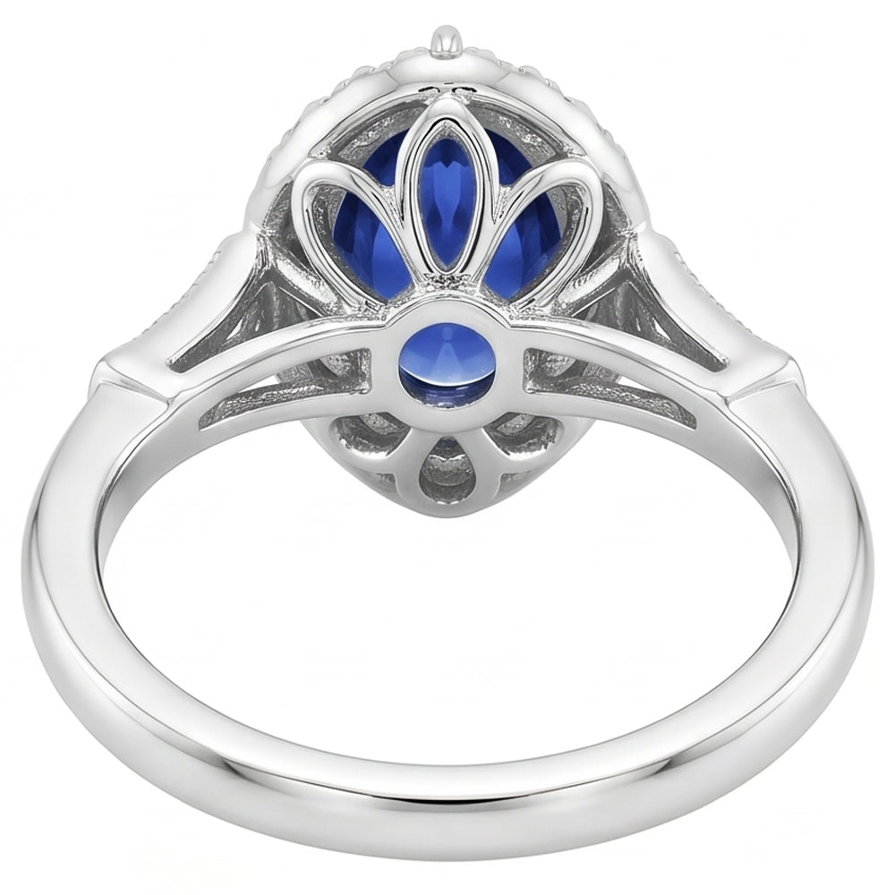 Natural Sapphire Ring 3.50ct - White Gold 14K