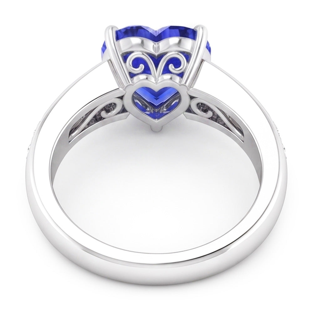 Natural Sapphire Ring 3.50ct - White Gold 14K