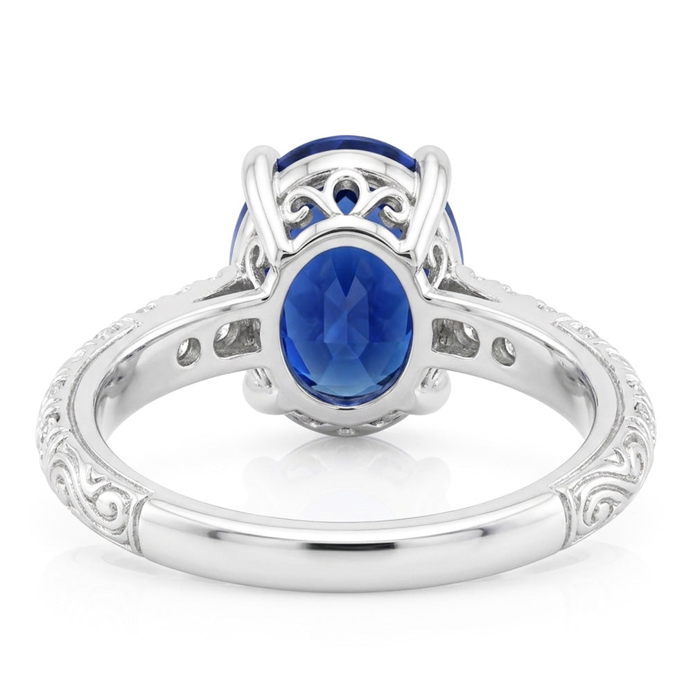 Natural Sapphire Ring 3.50ct - White Gold 14K
