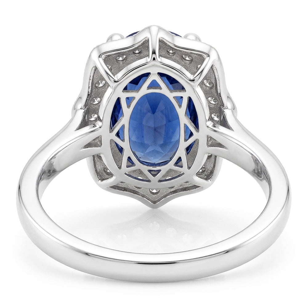 Natural Sapphire Ring 3.50ct - White Gold 14K