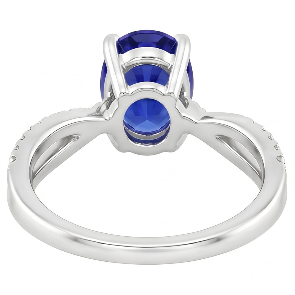 Natural Sapphire Ring 3.50ct - White Gold 14K