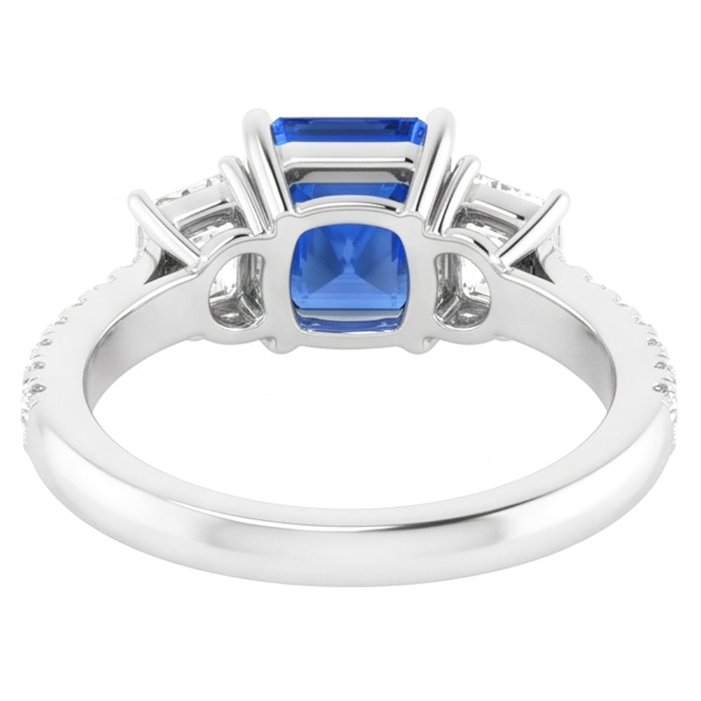 Natural Sapphire Ring 3.50ct - White Gold 14K