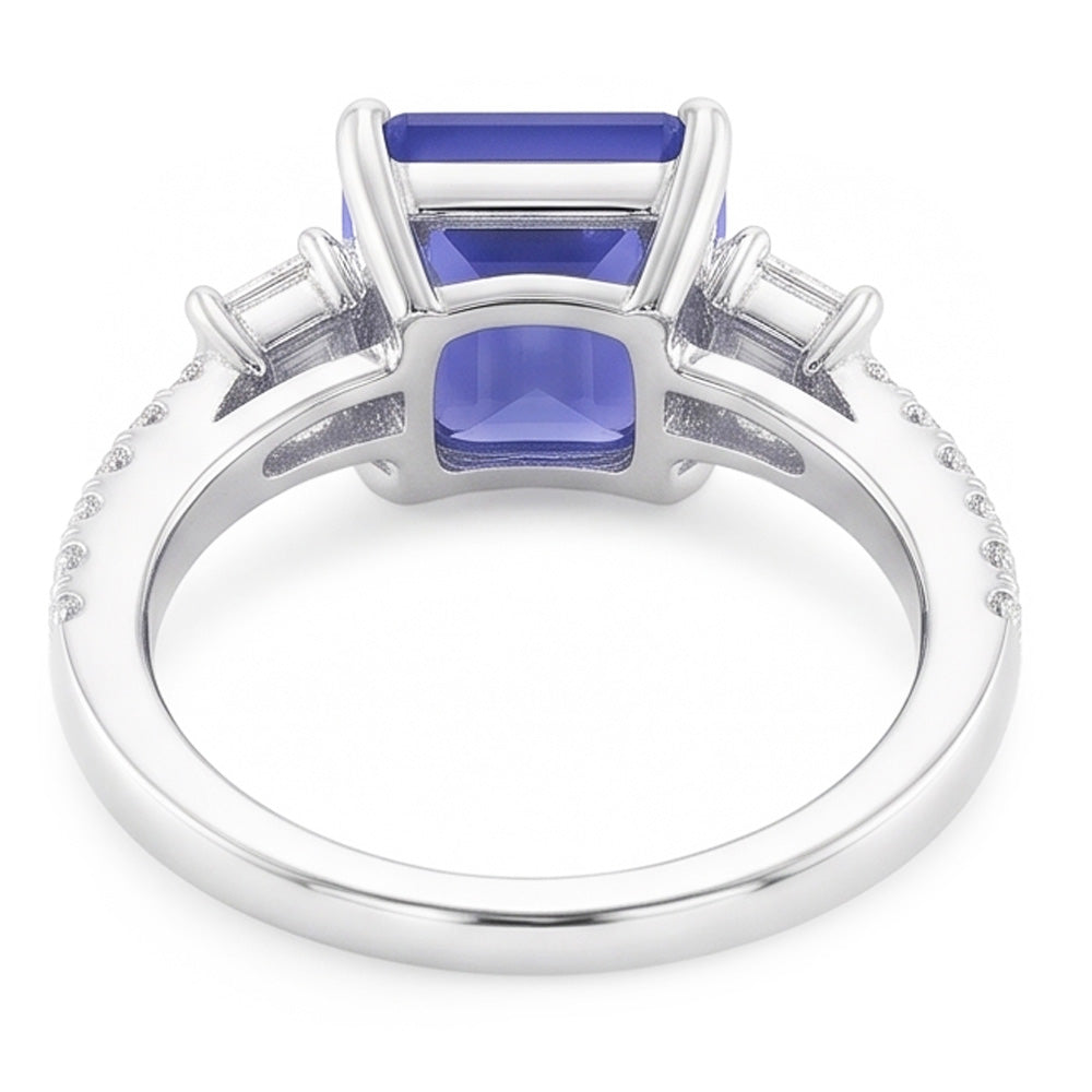 Natural Sapphire Ring 3.50ct - White Gold 14K