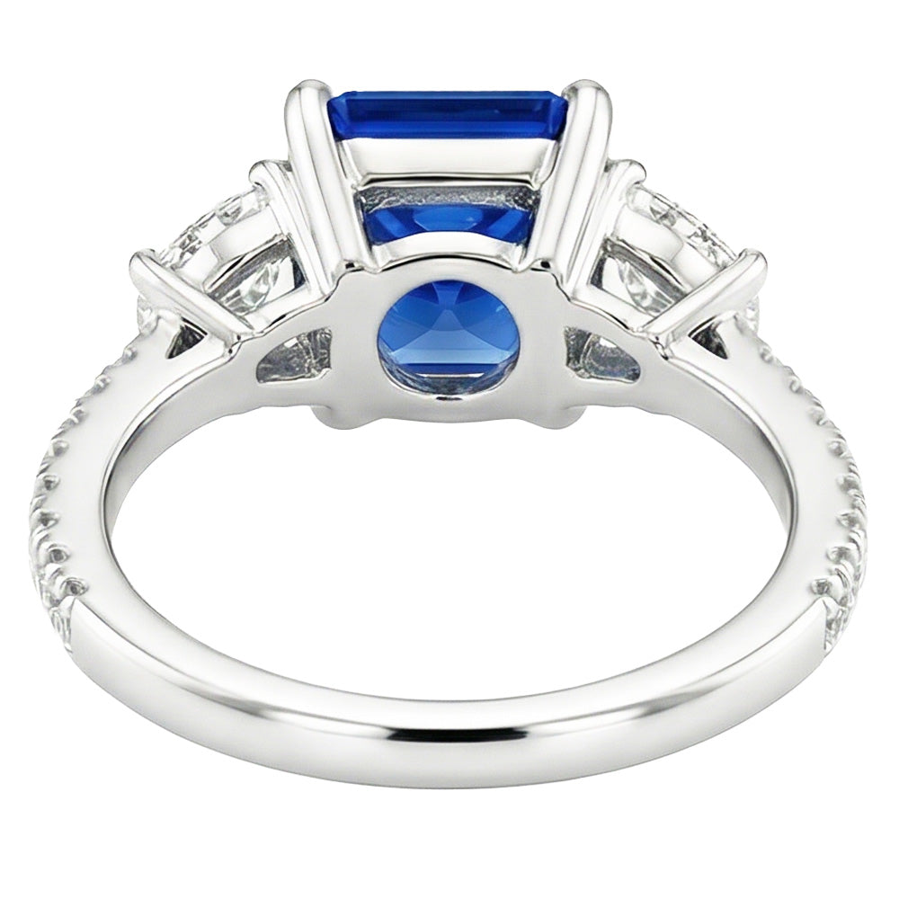 Natural Sapphire Ring 3.50ct - White Gold 14K