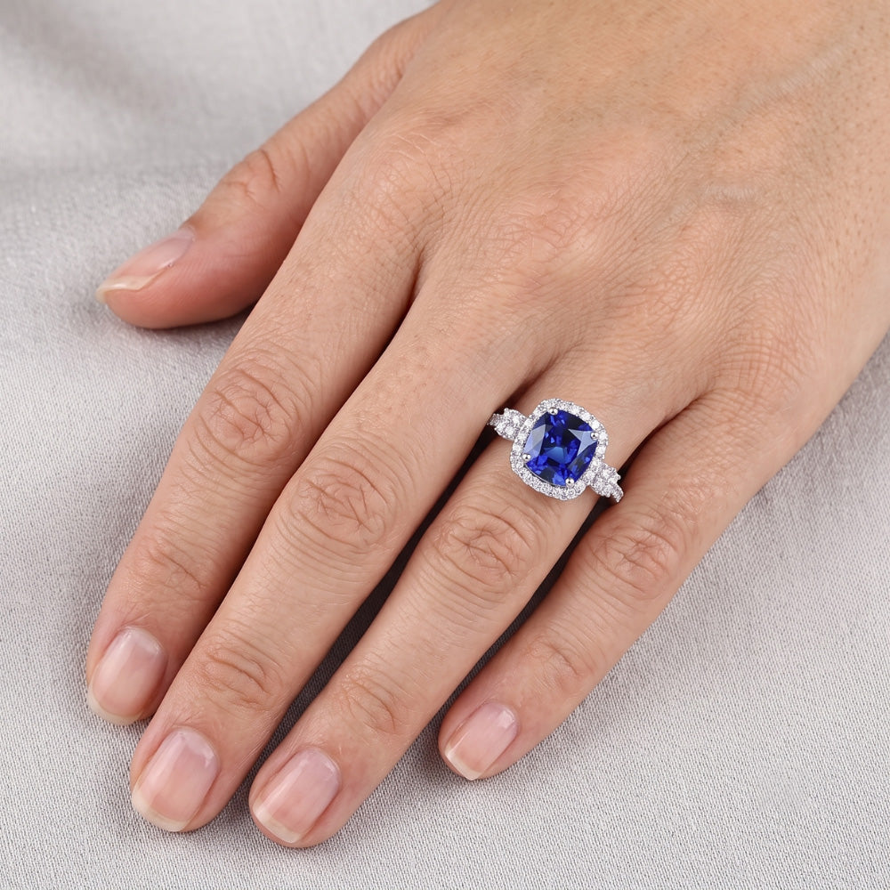 Natural Sapphire Ring 3.50ct - White Gold 14K