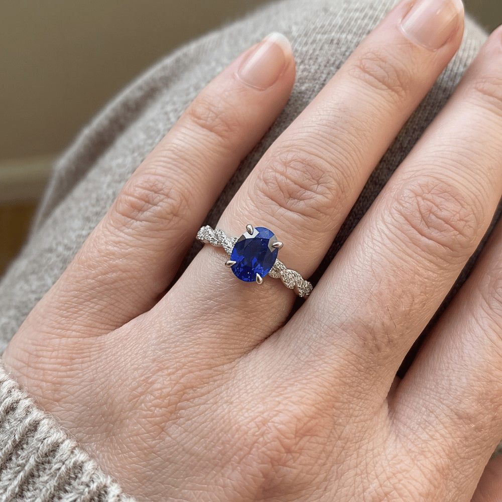 Natural Sapphire Ring 3.50ct - White Gold 14K